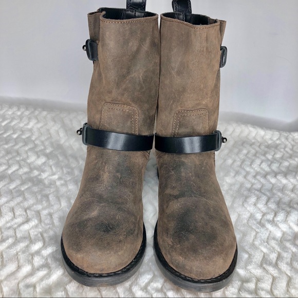 RAG & BONE Distressed Waxed Leather Moto Boots - Picture 4 of 8